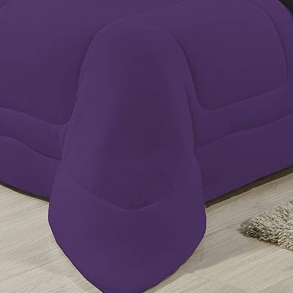 Edredom Dupla Face 100% Algodão Malha Solteiro Gran Moratta 01 Peça - Preto- Roxo - 5