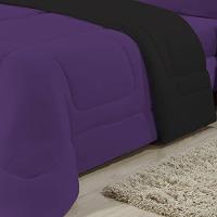 Edredom Dupla Face 100% Algodão Malha Solteiro Gran Moratta 01 Peça - Preto- Roxo - 3