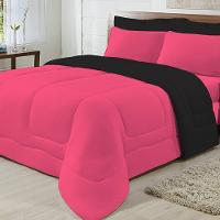 Edredom Dupla Face 100% Algodão Malha King Gran Moratta 01 Peça - Pink- Preto - 6