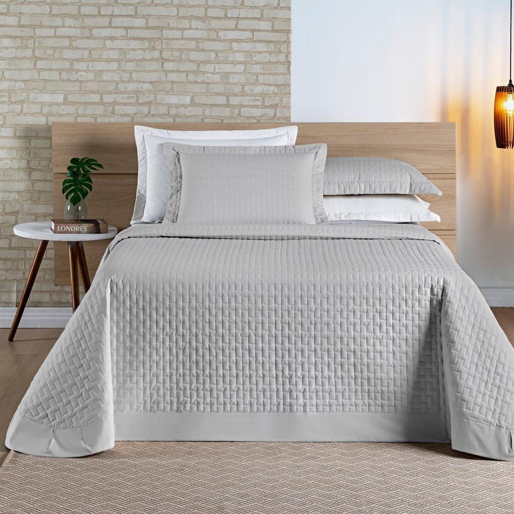 Cobre Leito Madri Percal 200 Fios 100% Algodão King 03 Peças - Cinza - 4