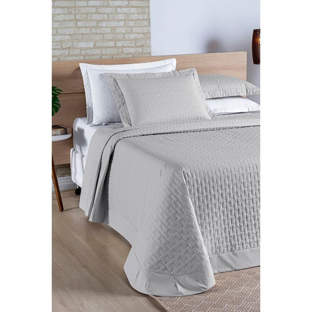 Cobre Leito Madri Percal 200 Fios 100% Algodão King 03 Peças - Cinza - 8