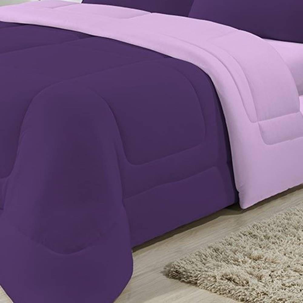 Edredom Dupla Face 100% Algodão Malha Casal Gran Moratta 01 Peça - Roxo- Lilas - 2