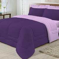Edredom Dupla Face 100% Algodão Malha Casal Gran Moratta 01 Peça - Roxo- Lilas - 3