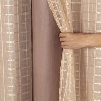 Cortina Blackout Pvc Com Tecido Voil Xadrez 2,00 M X 1,40 M - Avelã - 5