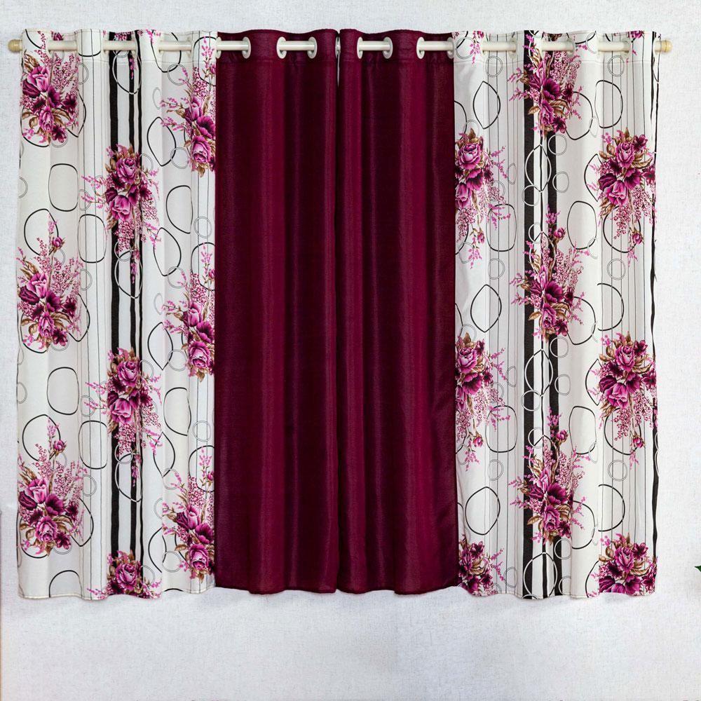 Cortina Isabela Estampada 2m - Floral Vinho - 3