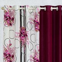 Cortina Isabela Estampada 2m - Floral Vinho - 2