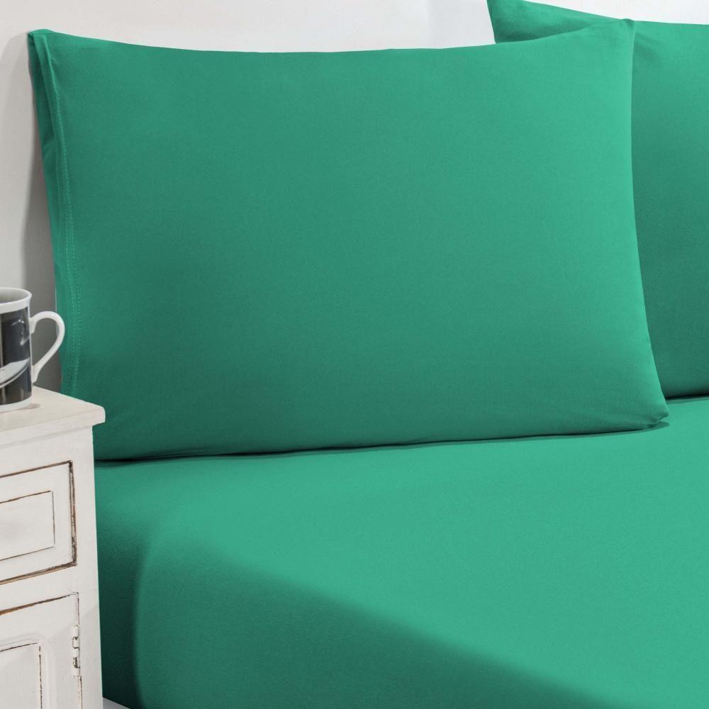 Jogo De Cama Malha Lençol 100% Algodão Gran Moratta 2 Peças Solteiro - Verde Jade - 1