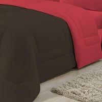 Edredom Dupla Face 100% Algodão Malha Queen Gran Moratta 01 Peça - Marrom- Vermelho