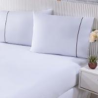 Jogo De Cama Lençol 100% Algodão Percal 150 Fios King Gran Moratta 3 Peças - Branco E Palha - 6