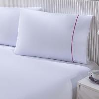 Jogo De Cama Lençol 100% Algodão Percal 150 Fios King Gran Moratta 3 Peças - Branco E Rosa