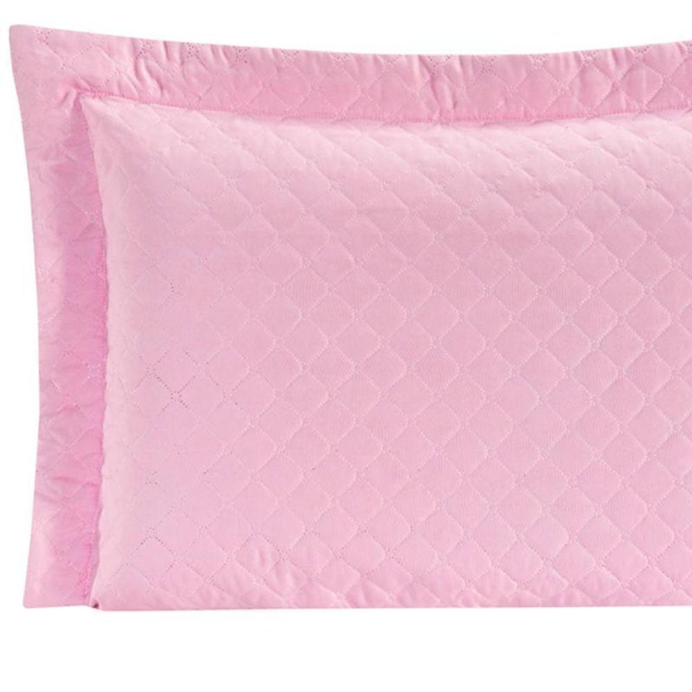 Porta Travesseiro Com Debrum Requinte Liso 01 Peça - Rosa - 2