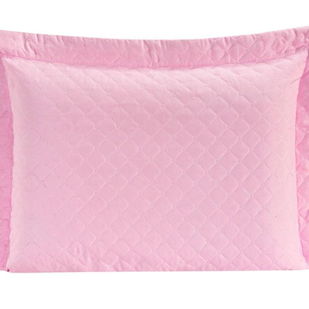 Porta Travesseiro Com Debrum Requinte Liso 01 Peça - Rosa - 4