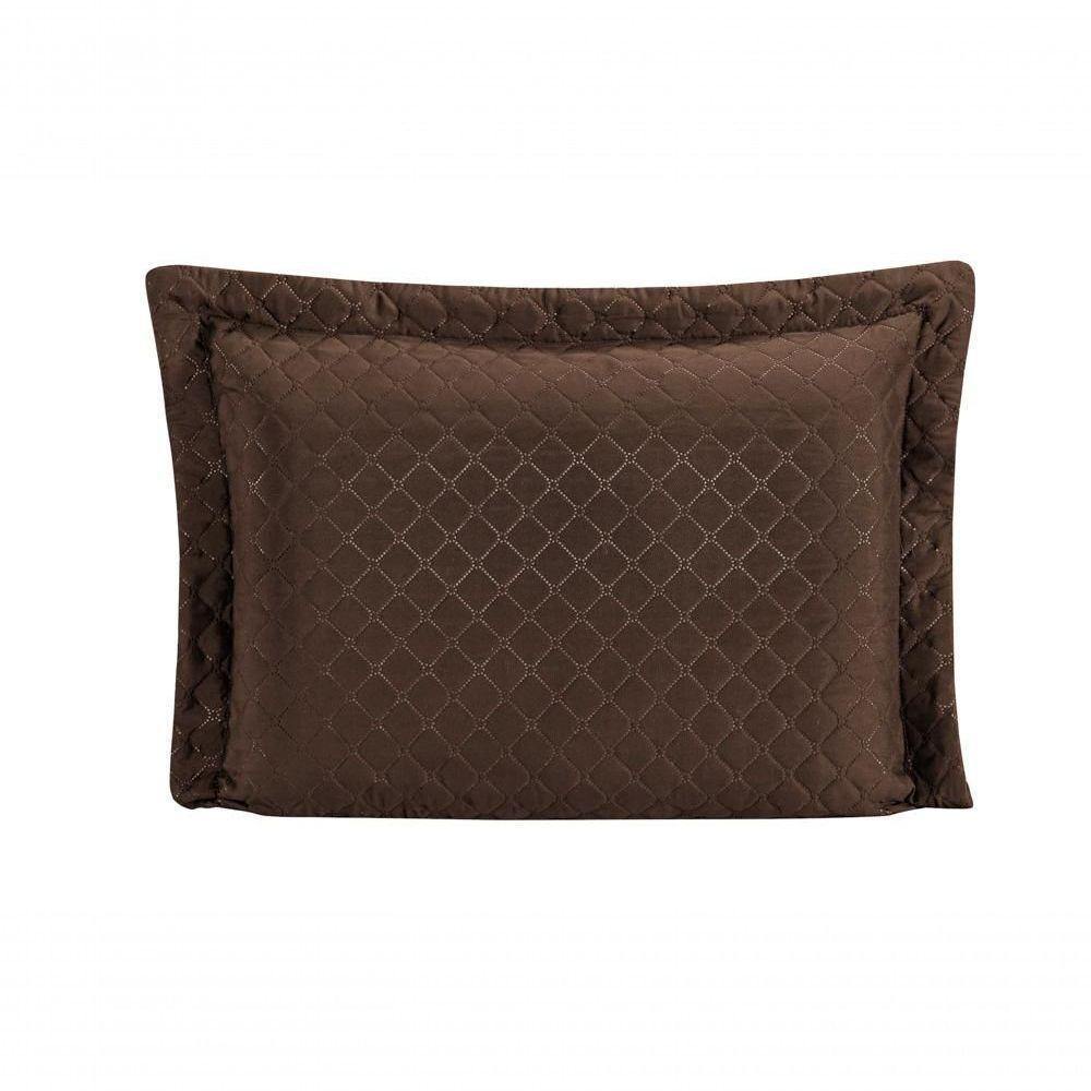 Porta Travesseiro Com Debrum Requinte Liso 01 Peça - Marrom - 1