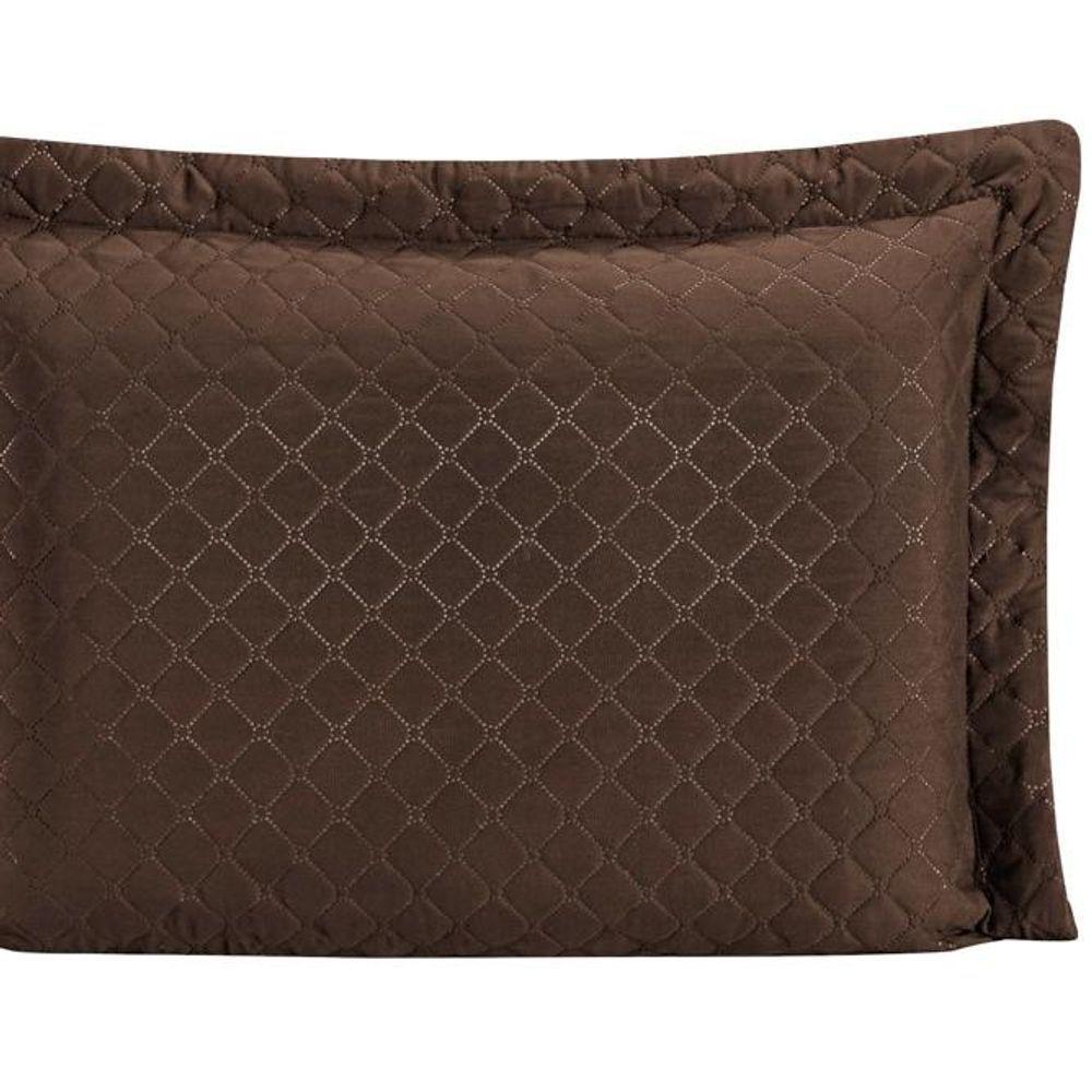 Porta Travesseiro Com Debrum Requinte Liso 01 Peça - Marrom - 3