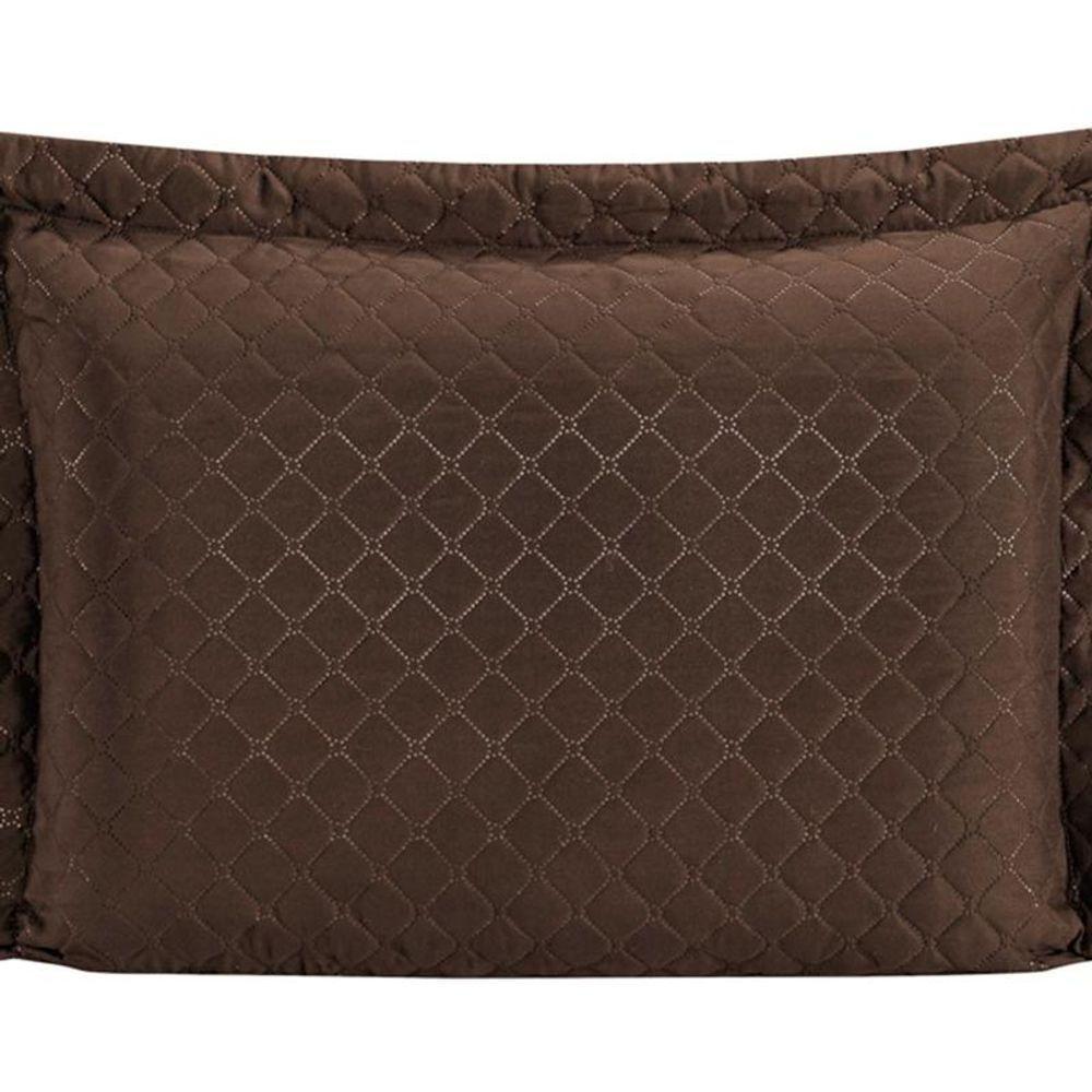 Porta Travesseiro Com Debrum Requinte Liso 01 Peça - Marrom - 4