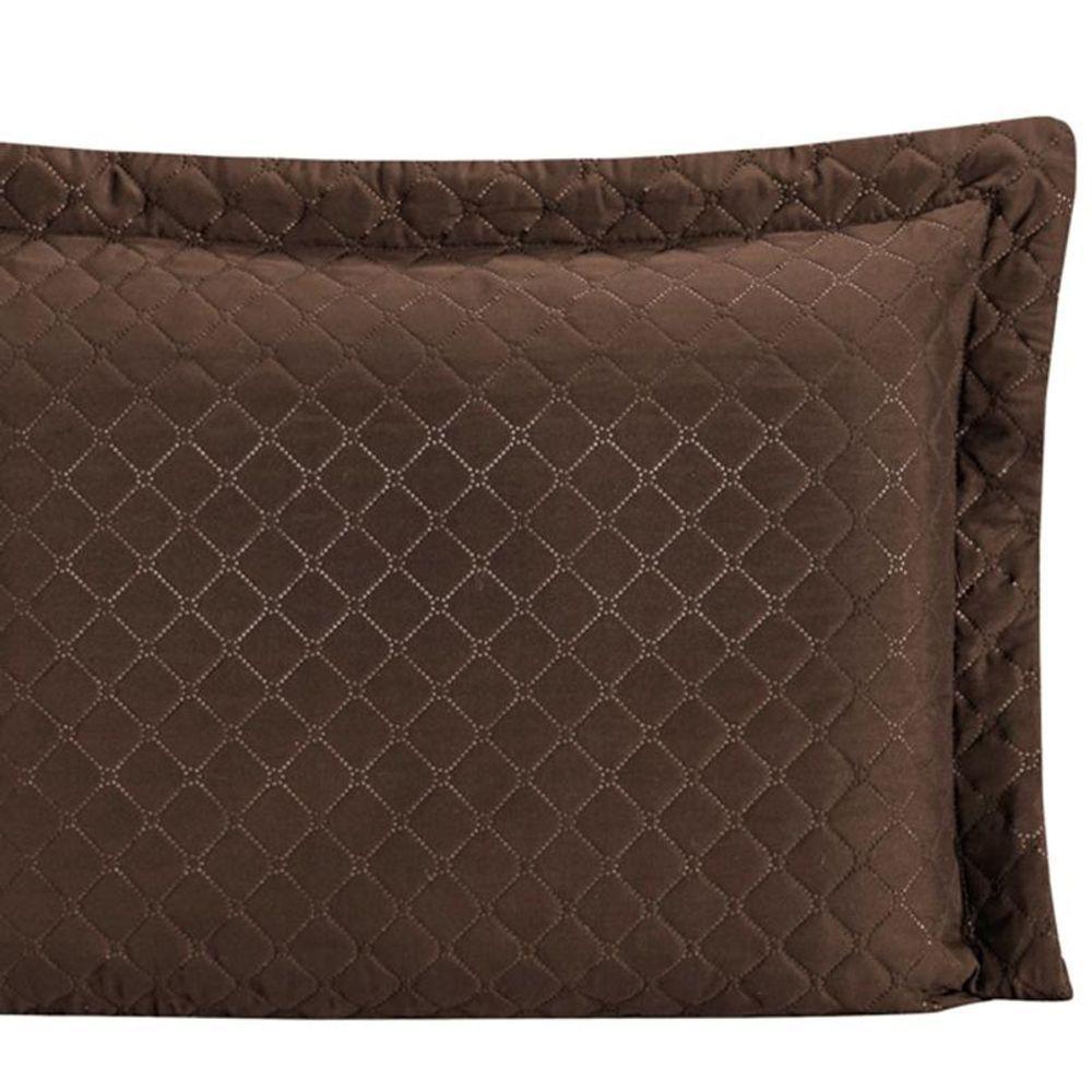 Porta Travesseiro Com Debrum Requinte Liso 01 Peça - Marrom - 5