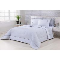 Edredom 100% Algodão Percal 150 Fios Dupla Face Queen Gran Moratta 1 Peça - Cinza-branco - 1