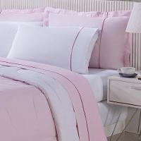 Kit Edredom 100% Algodão Percal 150 Fios Dupla Face Queen Gran Moratta 3 Peças - Rosa-branco - 3
