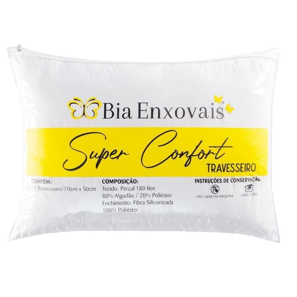Travesseiro 50x70cm Antialérgico Lavável Fibra Siliconada Macio Confort - Branco - 1