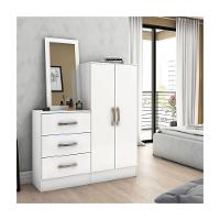 Cômoda 2 Portas 3 Gavetas Com Espelho Henn Branco - 2