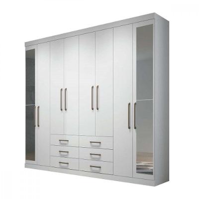 Guarda Roupa Casal Com Espelho Master 8 Portas 6 Gavetas Santos Andirá Branco
