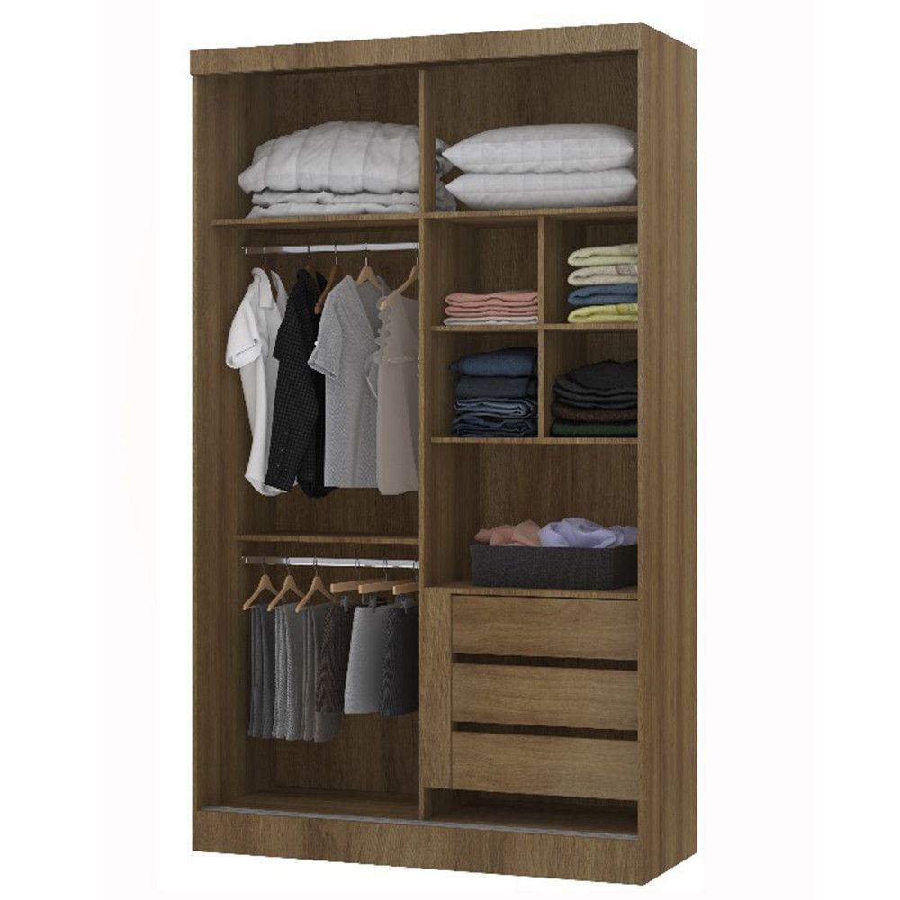 Modulo De Guarda Roupa Paris 2 Portas De Correr 3 Gavetas Avela/cinammon - 3