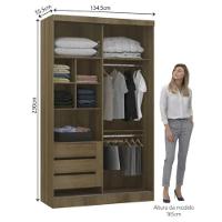 Modulo De Guarda Roupa Paris 2 Portas De Correr 3 Gavetas Avela/cinammon - 4