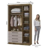 Módulo De Guarda Roupa Eucamoveis Paris 3 Portas 4 Gavetas Avela/cinammon - 3