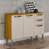 Balcão De Cozinha 3 Portas 2 Gavetas Maísa Cinamomo-off White - 2