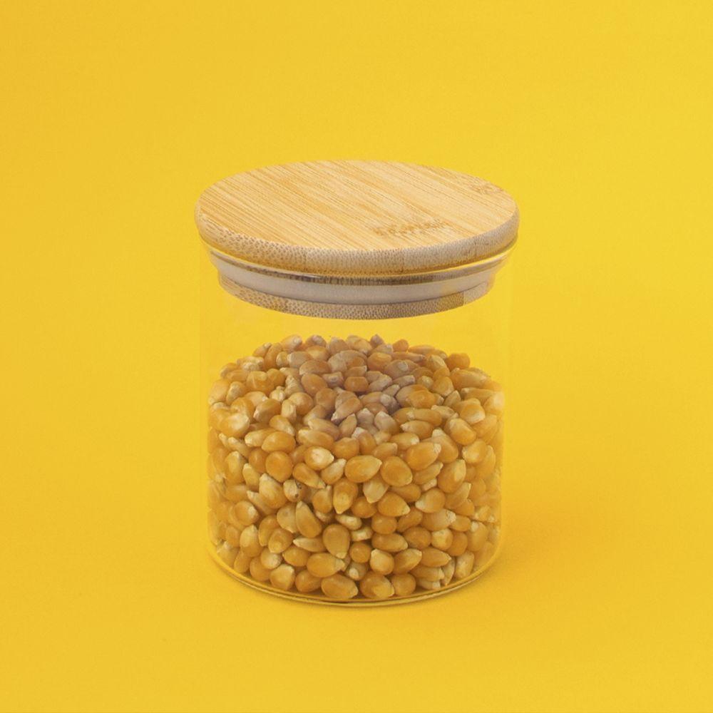 Pote De Vidro Com Tampa De Bambu Oikos 400ml Hermético Redondo - 4