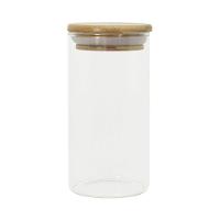 Pote De Vidro Com Tampa De Bambu Oikos 300ml Hermético Redondo