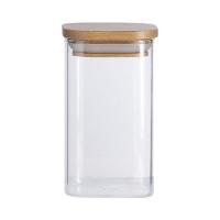 Pote De Vidro Com Tampa De Bambu Oikos 250ml Hermético Quadrado - 1