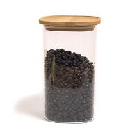 Pote De Vidro Com Tampa De Bambu Oikos 1,4l Hermético Quadrado Empilhável - 1