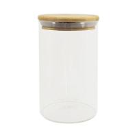 Pote De Vidro Com Tampa De Bambu Oikos 1,1l Hermético Redondo - 1