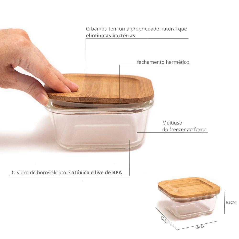 Pote De Vidro Com Tampa De Bambu Oikos 800ml Hermético - 2