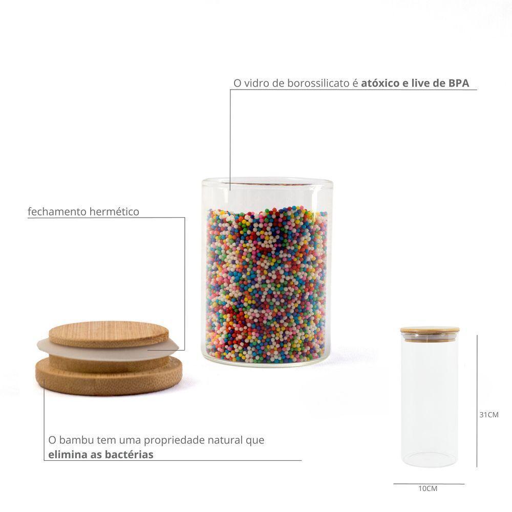 Pote De Vidro Com Tampa De Bambu Oikos 2l Hermético Redondo - 4