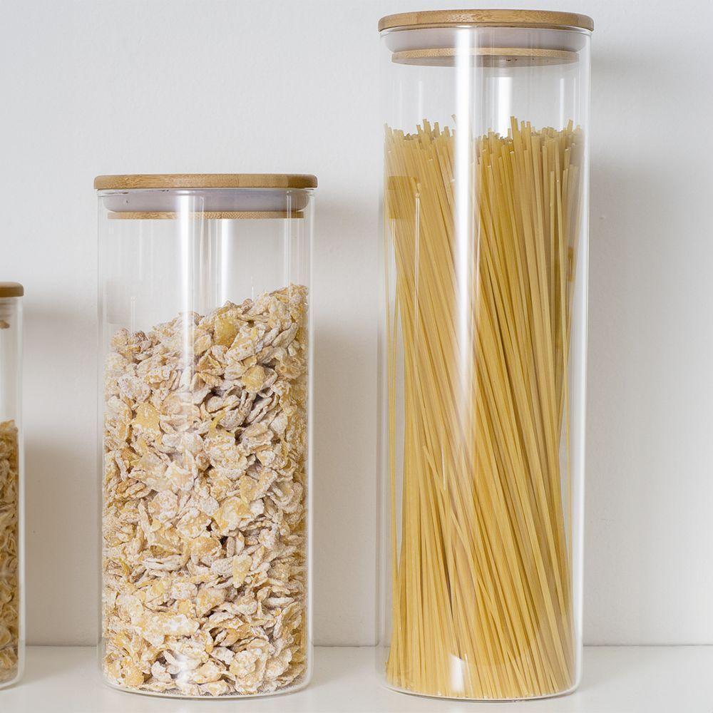 Pote De Vidro Com Tampa De Bambu Oikos 2l Hermético Redondo - 5