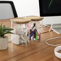 Pote De Vidro Com Tampa De Bambu Oikos 800ml Hermético Quadrado Empilhável - 3