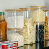 Pote De Vidro Com Tampa De Bambu Oikos 800ml Hermético Quadrado Empilhável - 5