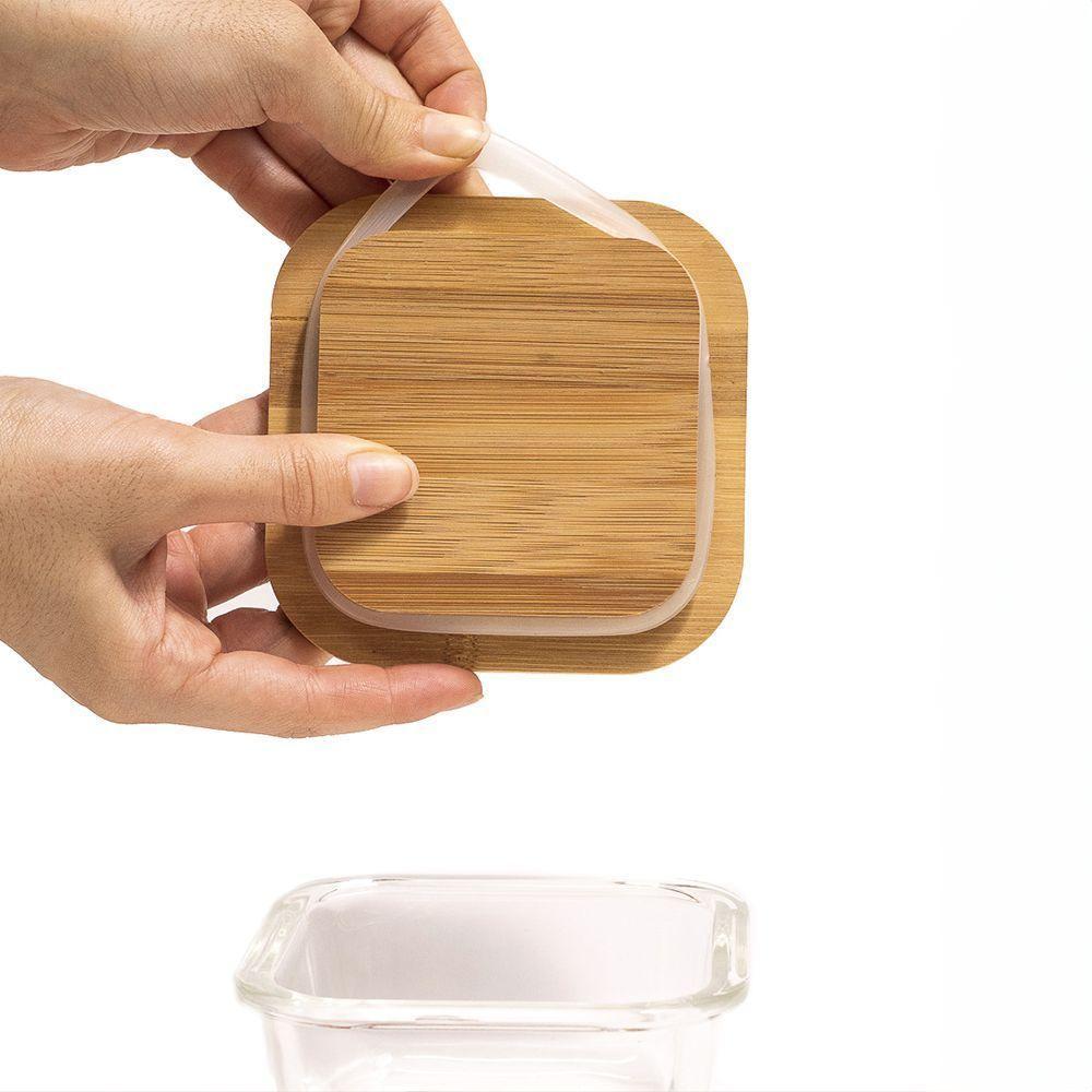 Pote De Vidro Com Tampa De Bambu Oikos 320ml Hermético - 5