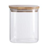 Pote De Vidro Com Tampa De Bambu Oikos 800ml Hermético Quadrado - 1