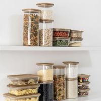 Pote De Vidro Com Tampa De Bambu Oikos 1,9l Hermético Quadrado Empilhável - 2