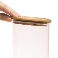 Pote De Vidro Com Tampa De Bambu Oikos 1,9l Hermético Quadrado Empilhável