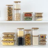 Pote De Vidro Com Tampa De Bambu Oikos 1,9l Hermético Quadrado Empilhável - 5