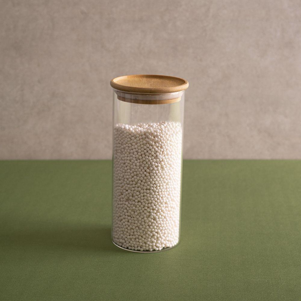 Pote De Vidro Com Tampa De Bambu Oikos 800ml Hermético Redondo Empilhável - 3