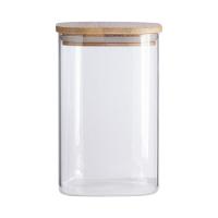Pote De Vidro Com Tampa De Bambu Oikos 1,1l Hermético Quadrado - 1