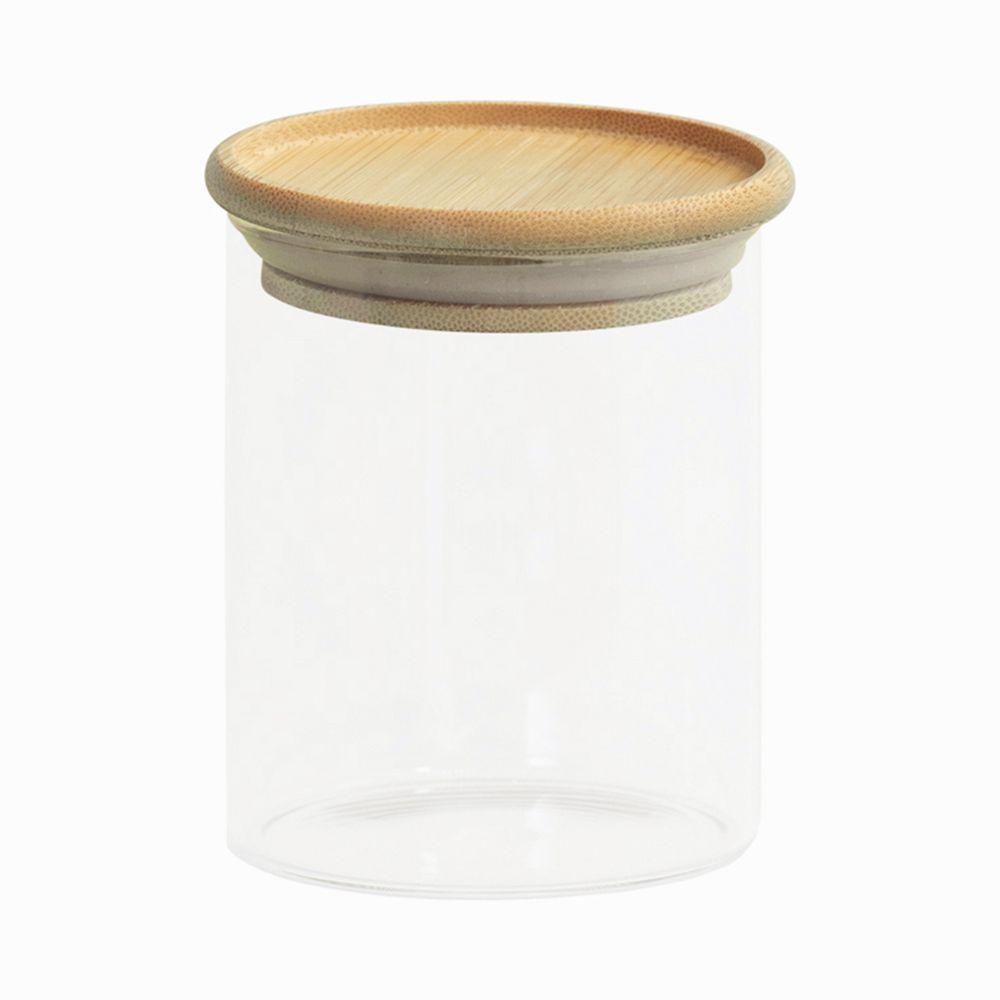 Pote De Vidro Com Tampa De Bambu Oikos 400ml Hermético Redondo Empilhável - 1