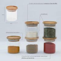 Pote De Vidro Com Tampa De Bambu Oikos 400ml Hermético Redondo Empilhável - 3