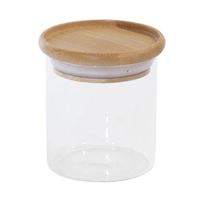 Pote De Vidro Com Tampa De Bambu Oikos 200ml Hermético Redondo Empilhável