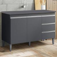 Balcao Com Tampo 120 Cm 2 Portas Andreia Cinza Reajl Cinza - 7